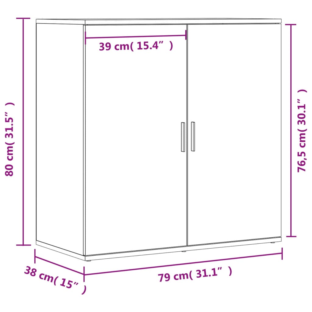 vidaXL Komoda sonoma hrast 79x38x80 cm inženirski les