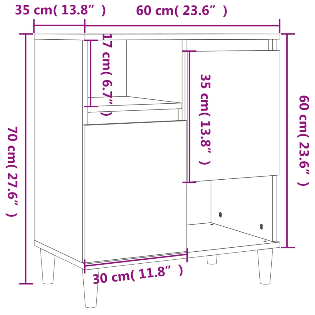 vidaXL Komoda betonsko siva 60x35x70 cm inženirski les