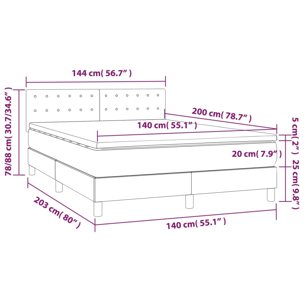 vidaXL Box spring postelja z vzmetnico kapučino 140x200cm umetno usnje