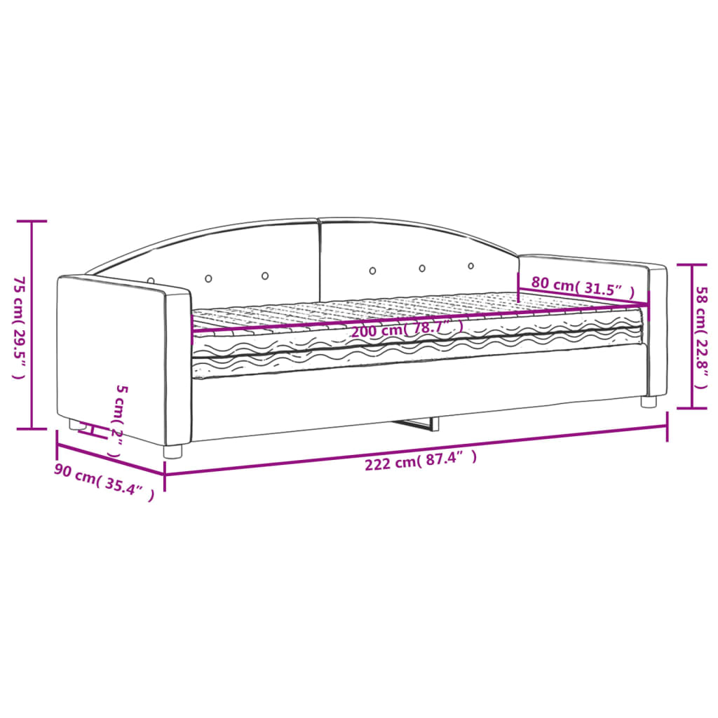 vidaXL Dnevna postelja z vzmetnico rumena 80x200 cm žamet