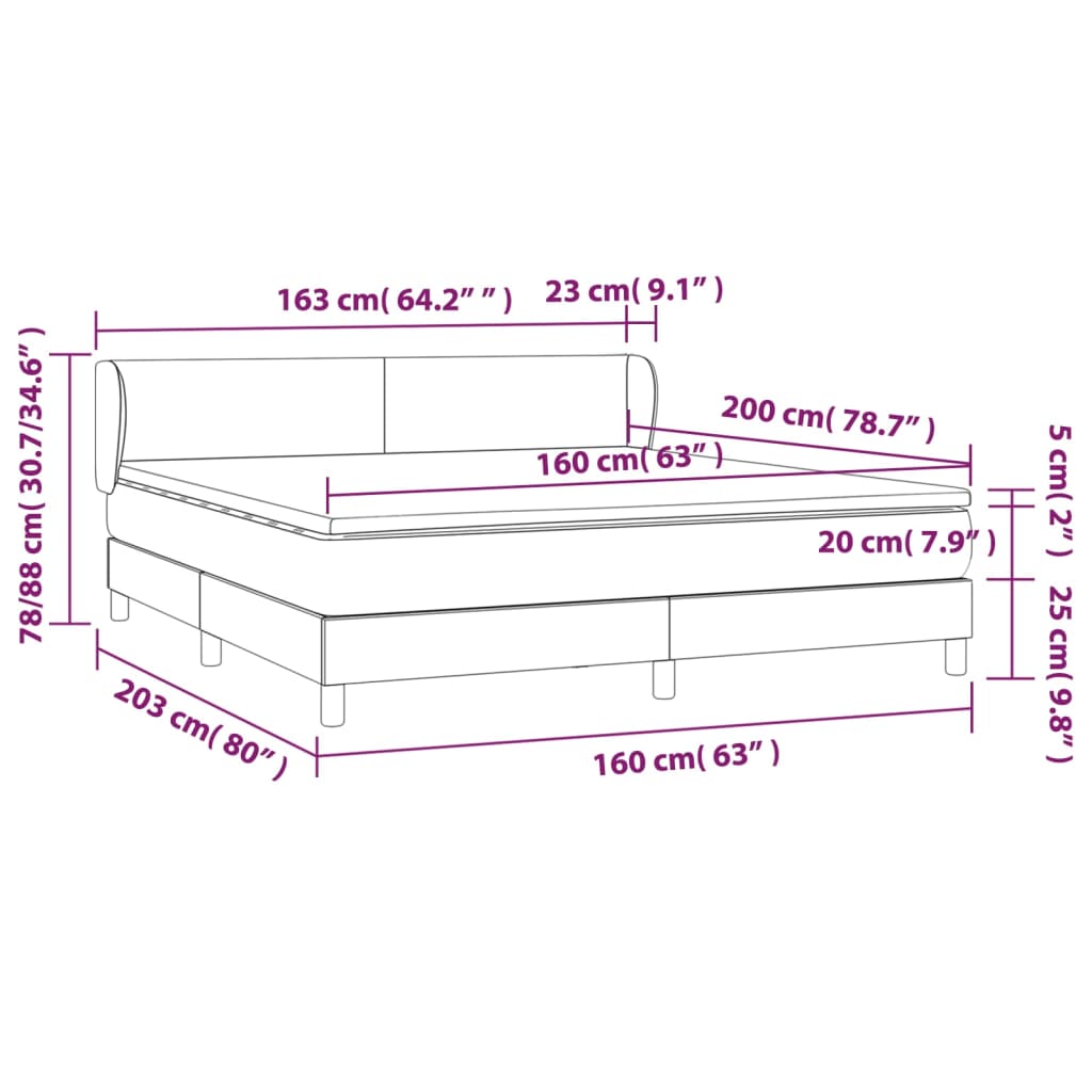 vidaXL Box spring postelja z vzmetnico krem 160x200 cm blago