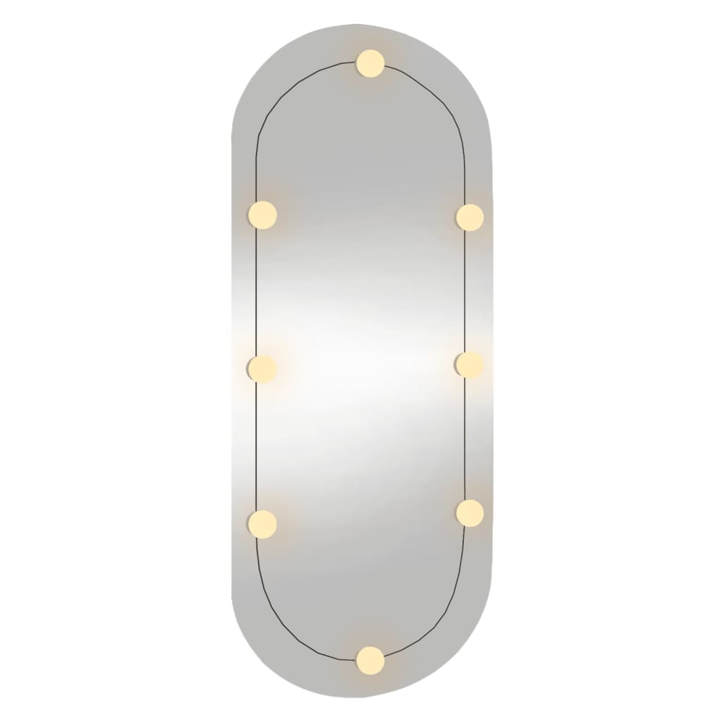 vidaXL Stensko ogledalo z LED lučkami 40x90 cm stekleno ovalno
