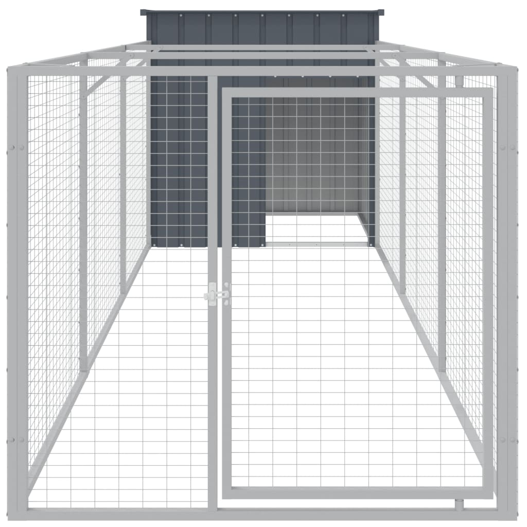 vidaXL Pasja uta z izhodom antracitna 110x405x110 cm pocinkano jeklo