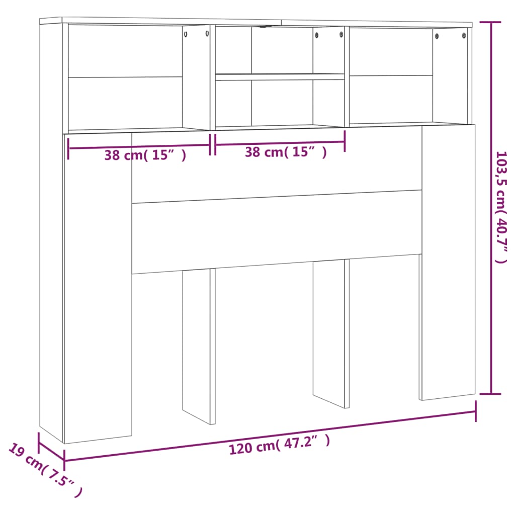 vidaXL Vzglavna omarica betonsko siva 120x19x103,5 cm