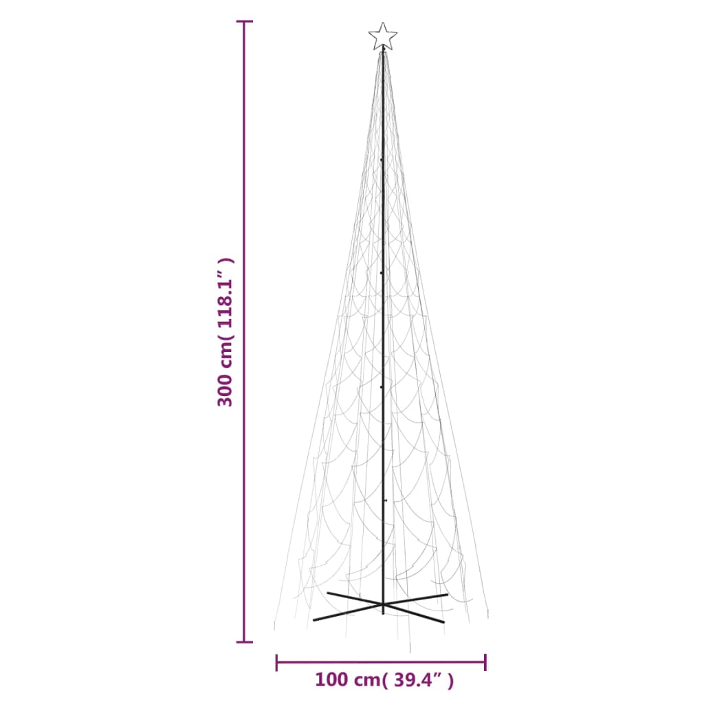 vidaXL Novoletna jelka stožec 3000 hladno belih LED lučk 230x800 cm