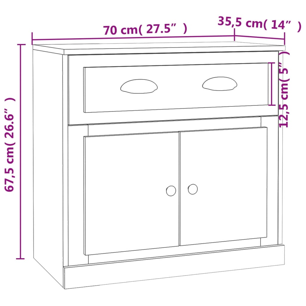 vidaXL Komoda sonoma hrast 70x35,5x67,5 cm inženirski les