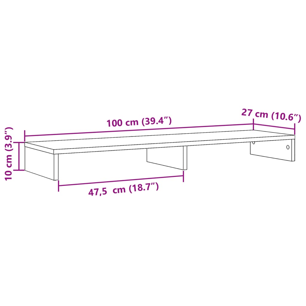 vidaXL Stojalo za zaslon bela 100x27x10 cm inženirski les