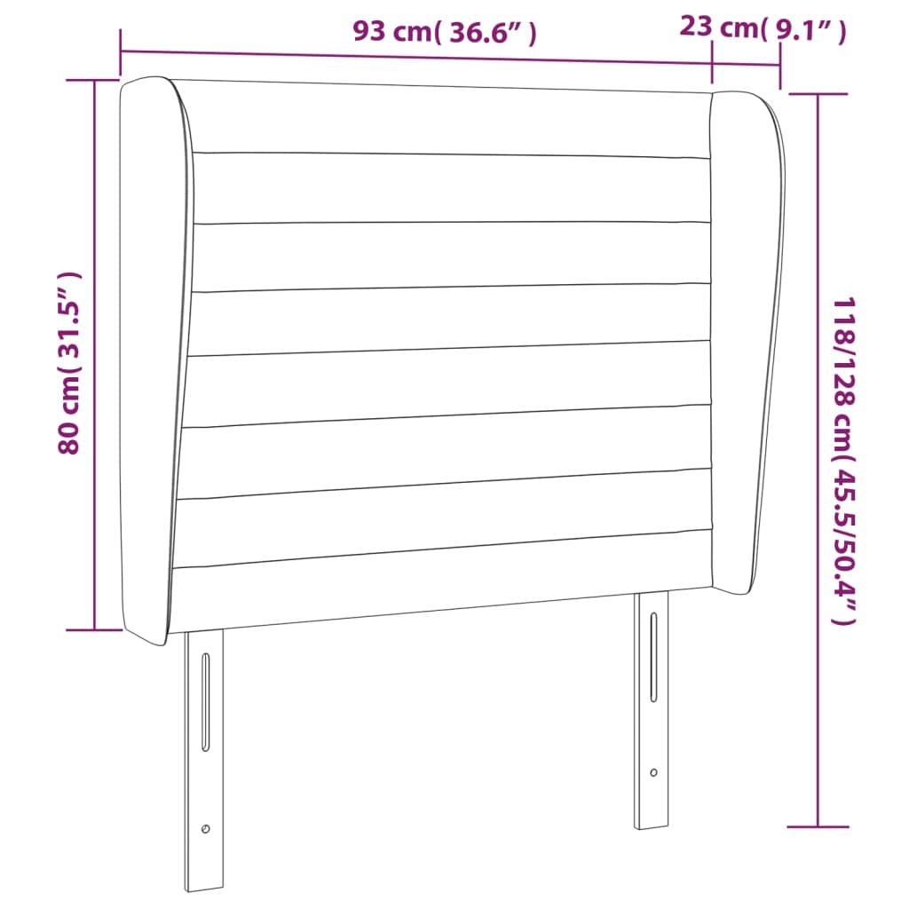 vidaXL Vzglavje z ušesi roza 93x23x118/128 cm žamet