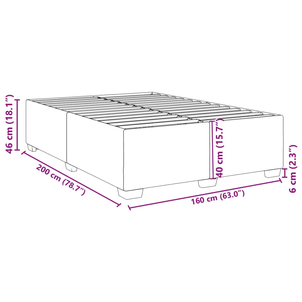 vidaXL Posteljni okvir brez vzmetnice krem 160x200 cm blago