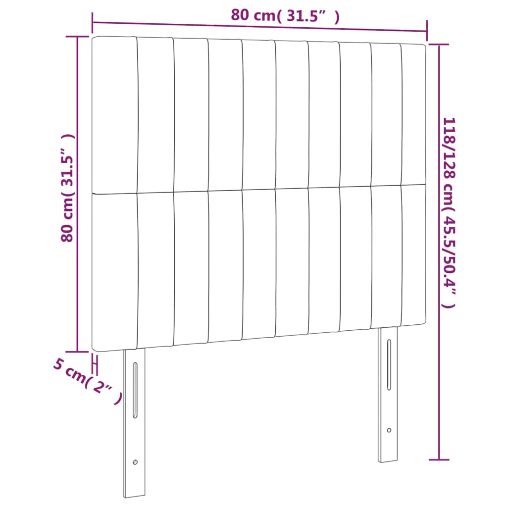 vidaXL LED posteljno vzglavje črno 80x5x118/128 cm žamet