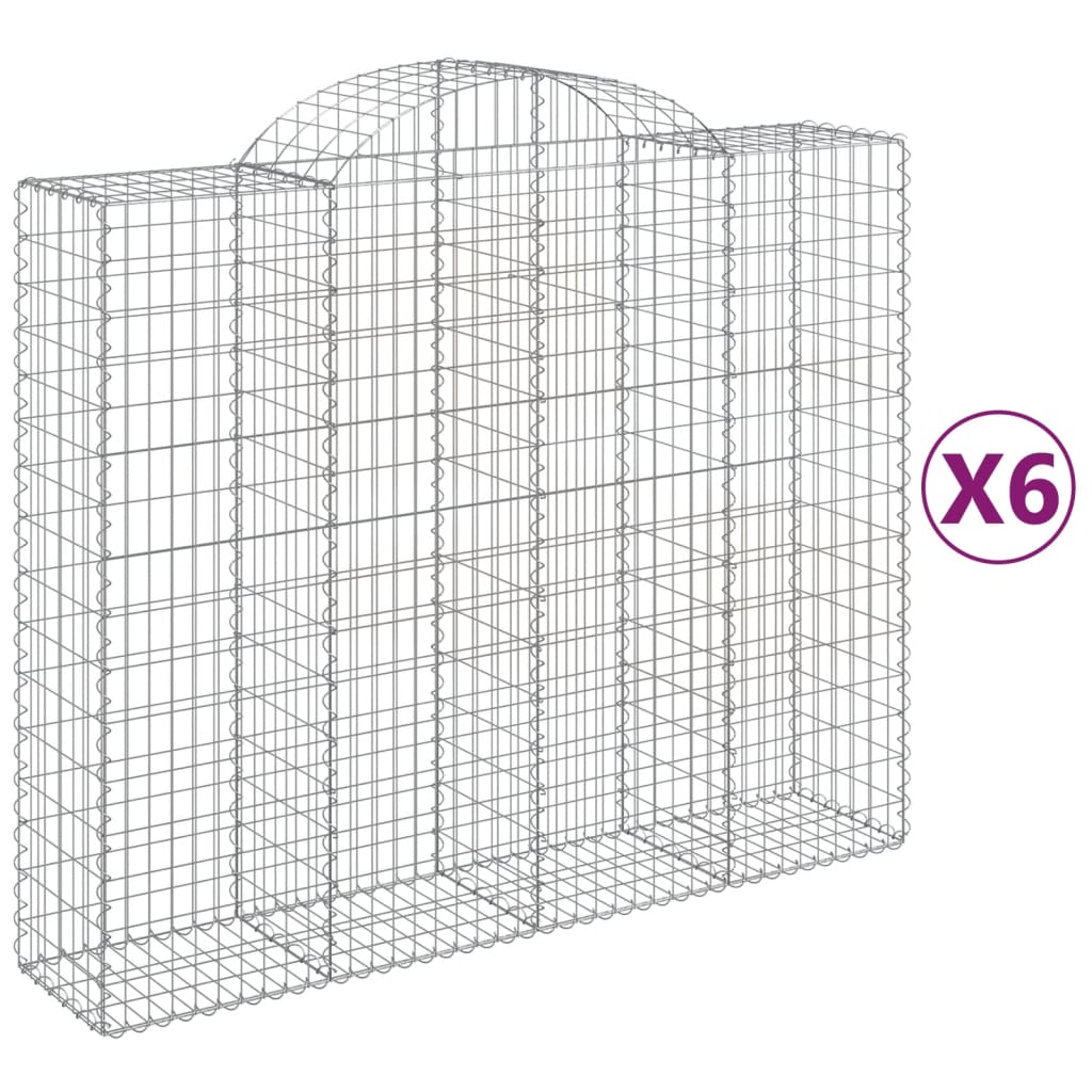 vidaXL Obokane gabion košare 6 kosov 200x50x160/180cm pocinkano železo