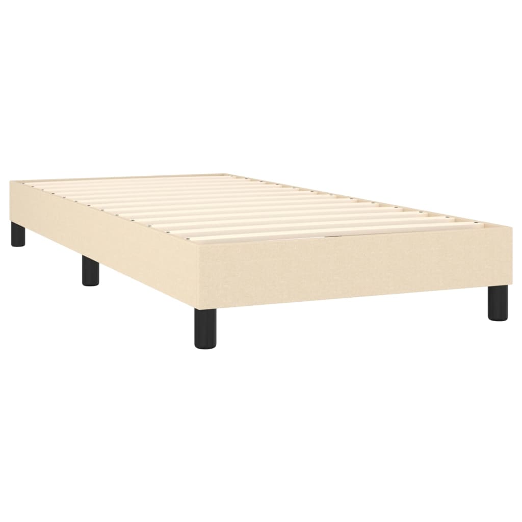 vidaXL Box spring postelja z vzmetnico krem 90x190 cm blago