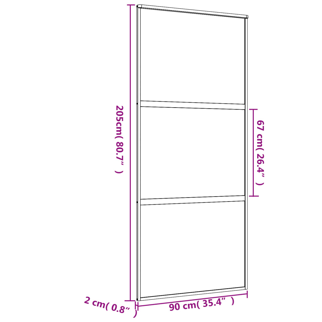 vidaXL Drsna vrata zlata 90x205 cm prozorno ESG steklo in aluminij