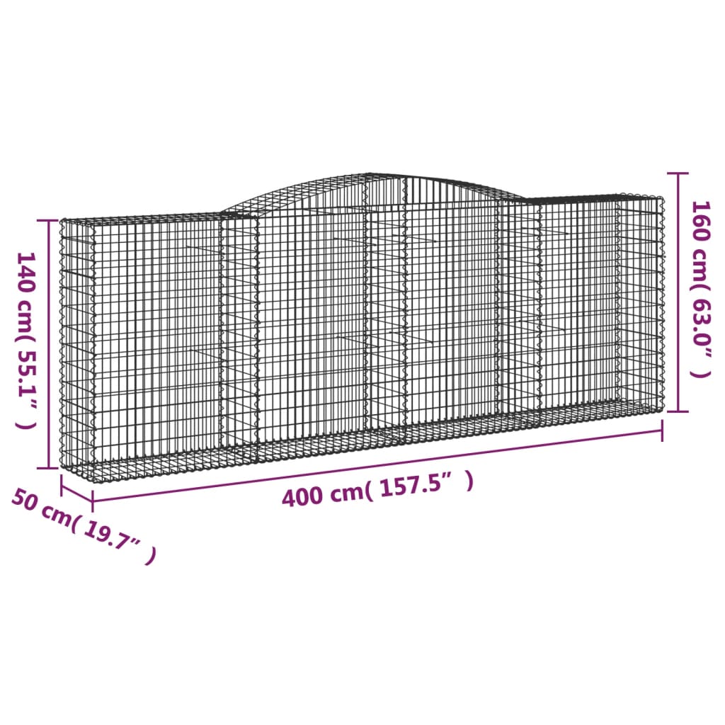 vidaXL Obokana gabonska košara 400x50x140/160 cm pocinkano železo