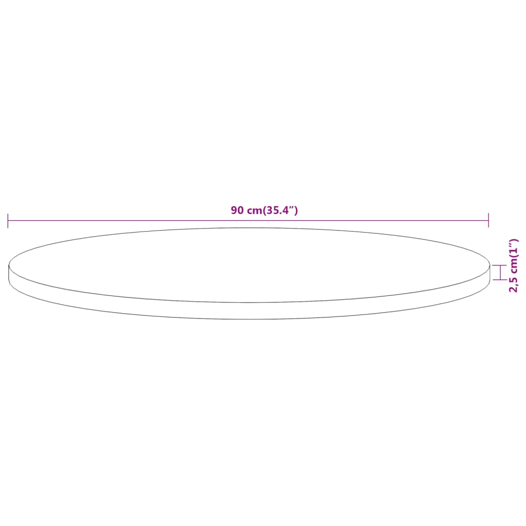 vidaXL Mizna plošča Ø90x2,5 cm okrogla trdna akacija