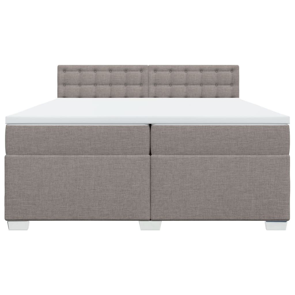 vidaXL Box spring postelja z vzmetnico taupe 200x200 cm blago