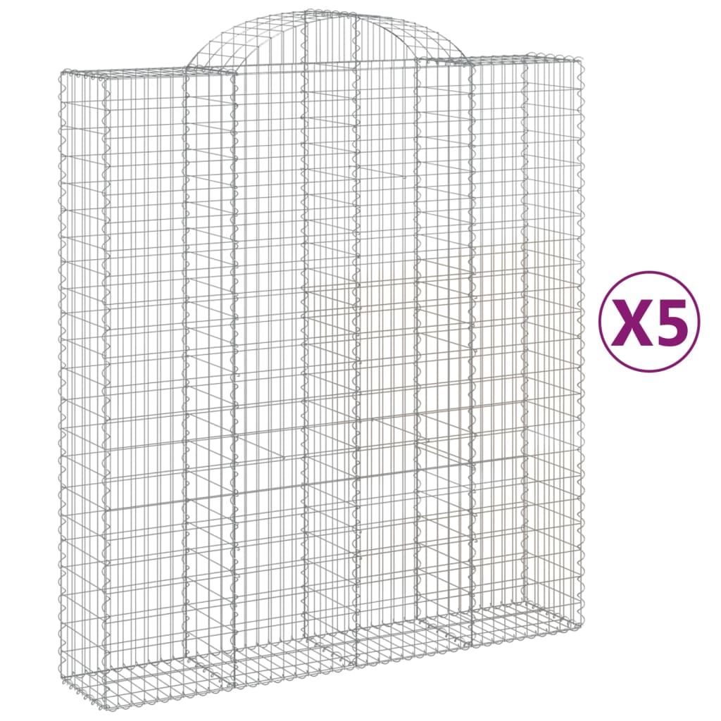 vidaXL Obokane gabion košare 5 kosi 200x50x220/240 cm pocinkano železo