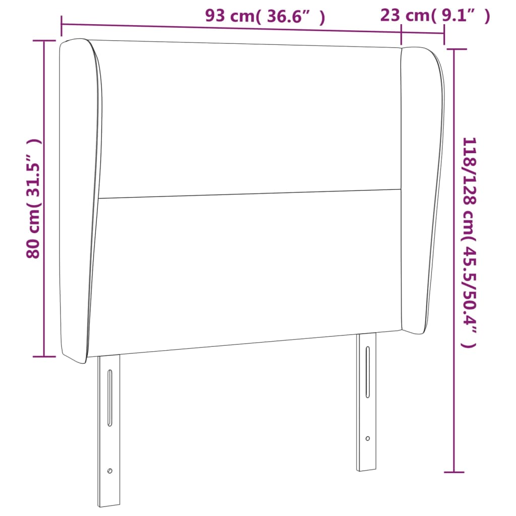 vidaXL Vzglavje z ušesi svetlo sivo 93x23x118/128 cm žamet