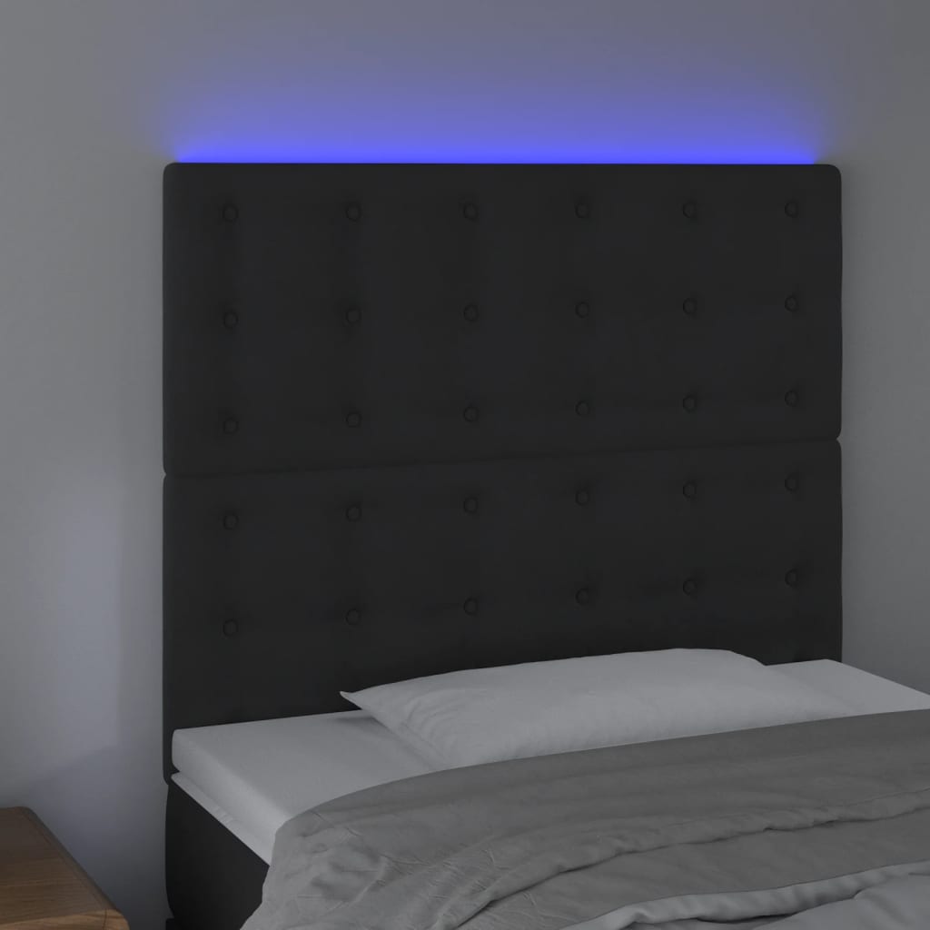 vidaXL LED posteljno vzglavje črno 90x5x118/128 cm žamet