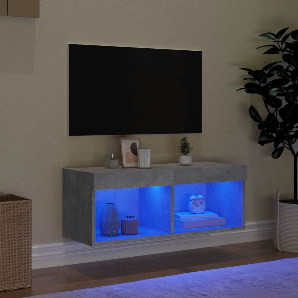 vidaXL TV omarica z LED lučkami betonsko siva 80x30x30 cm