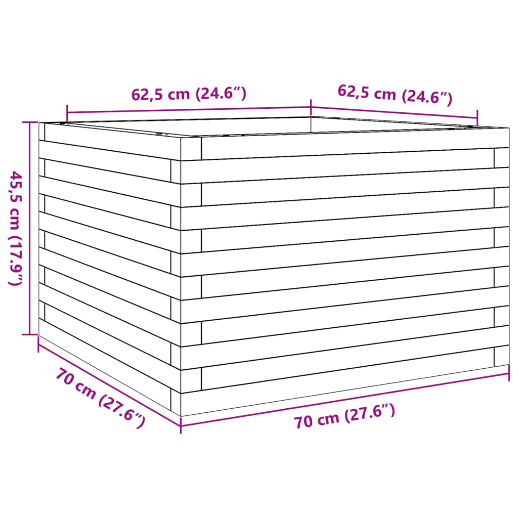 vidaXL Vrtno cvetlično korito 70x70x45,5 cm trden les douglas