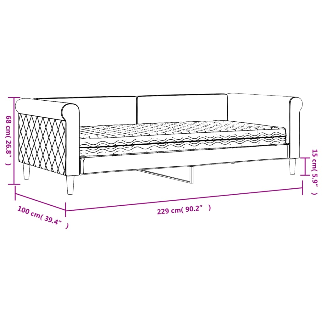 vidaXL Dnevna postelja z vzmetnico temno siva 90x200 cm žamet