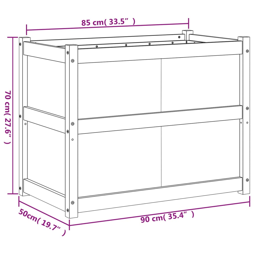 vidaXL Vrtno cvetlično korito 90x50x70 cm trden les douglas