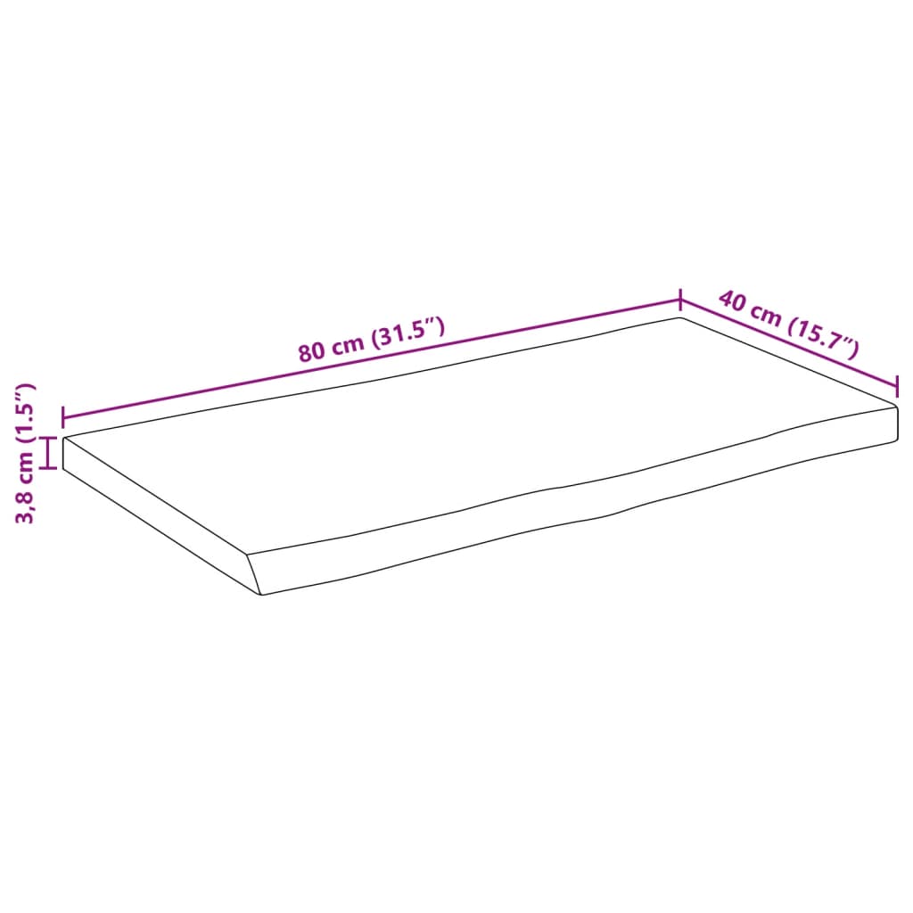 vidaXL Mizna plošča 80x40x3,8 cm naraven rob trden mangov les