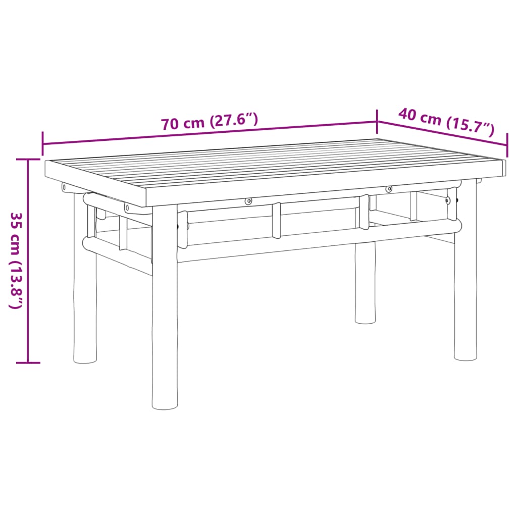 vidaXL Klubska mizica 70x40x35 cm bambus