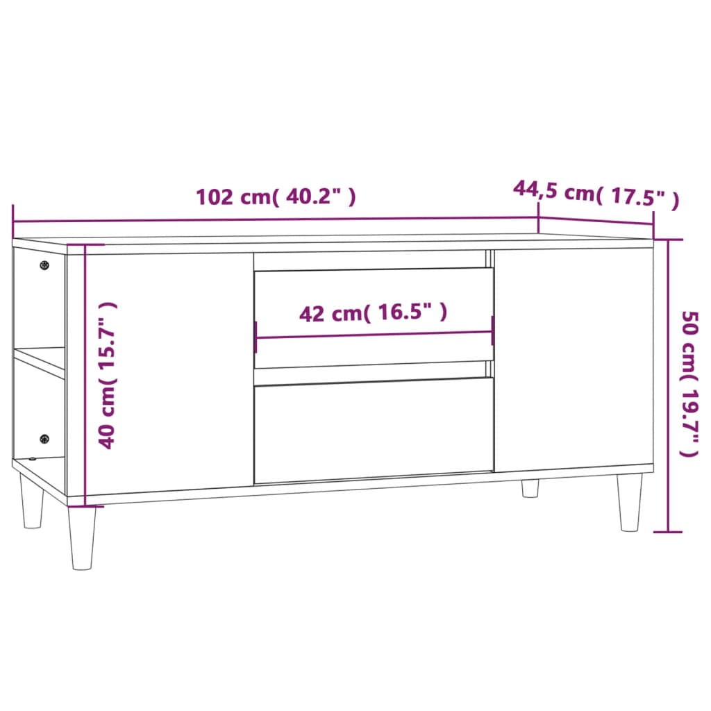 vidaXL TV omarica siva sonoma 102x44,5x50 cm inženirski les