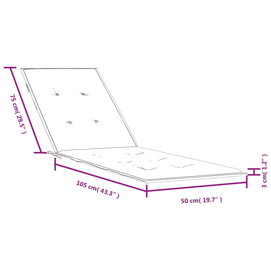 vidaXL Blazina za ležalnik melanž vinsko rdeča (75+105)x50x3 cm blago