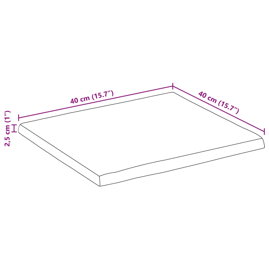 vidaXL Mizna plošča z naravnim robom 40x40x2,5 cm trden robusten mango