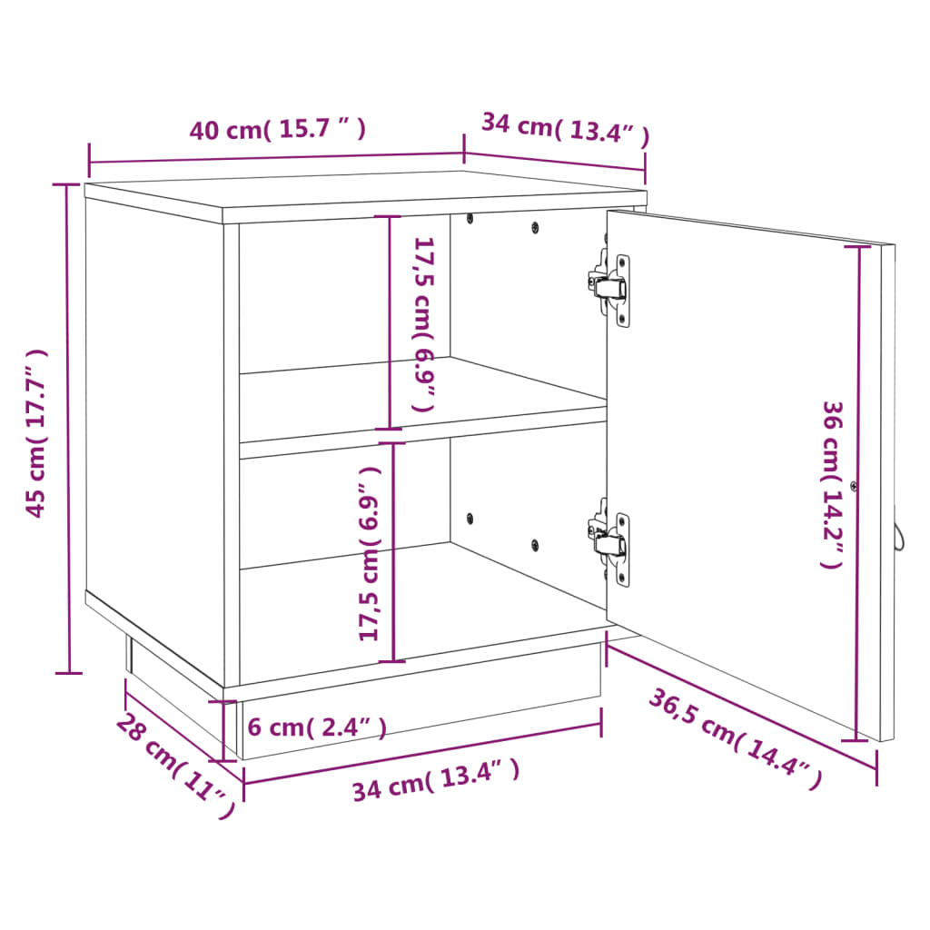 vidaXL Nočna omarica 2 kosa medeno rjava 40x34x45 cm trdna borovina