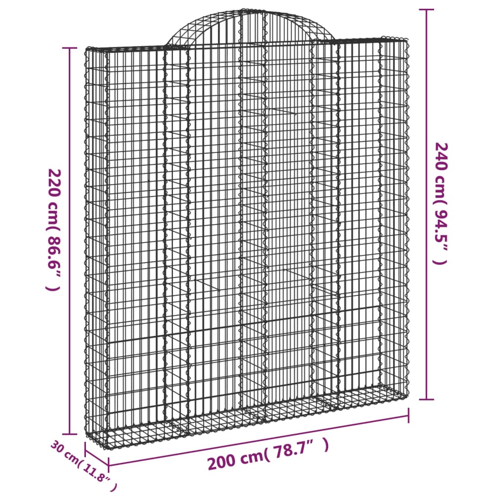 vidaXL Obokane gabion košare 15kosov 200x30x220/240cm pocinkano železo