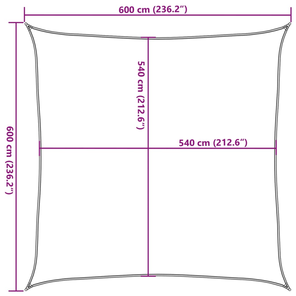 vidaXL Senčno jadro 160 g/m² kvadratno peščeno 6x6 m HDPE