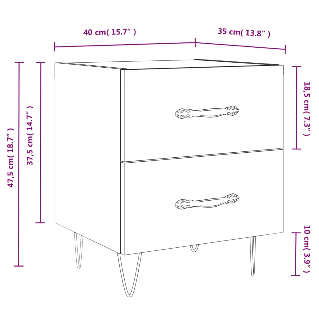 vidaXL Nočna omarica 2 kosa rjavi hrast 40x35x47,5 cm inženirski les