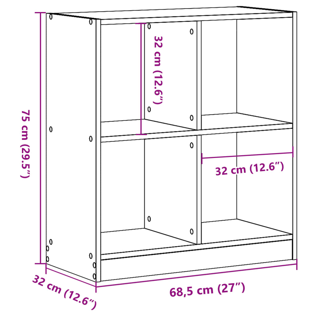 vidaXL Knjižna omara betonsko siva 68,5x32x75 cm inženirski les