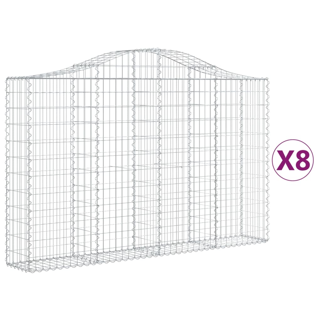 vidaXL Obokane gabion košare 8 kosov 200x30x120/140cm pocinkano železo