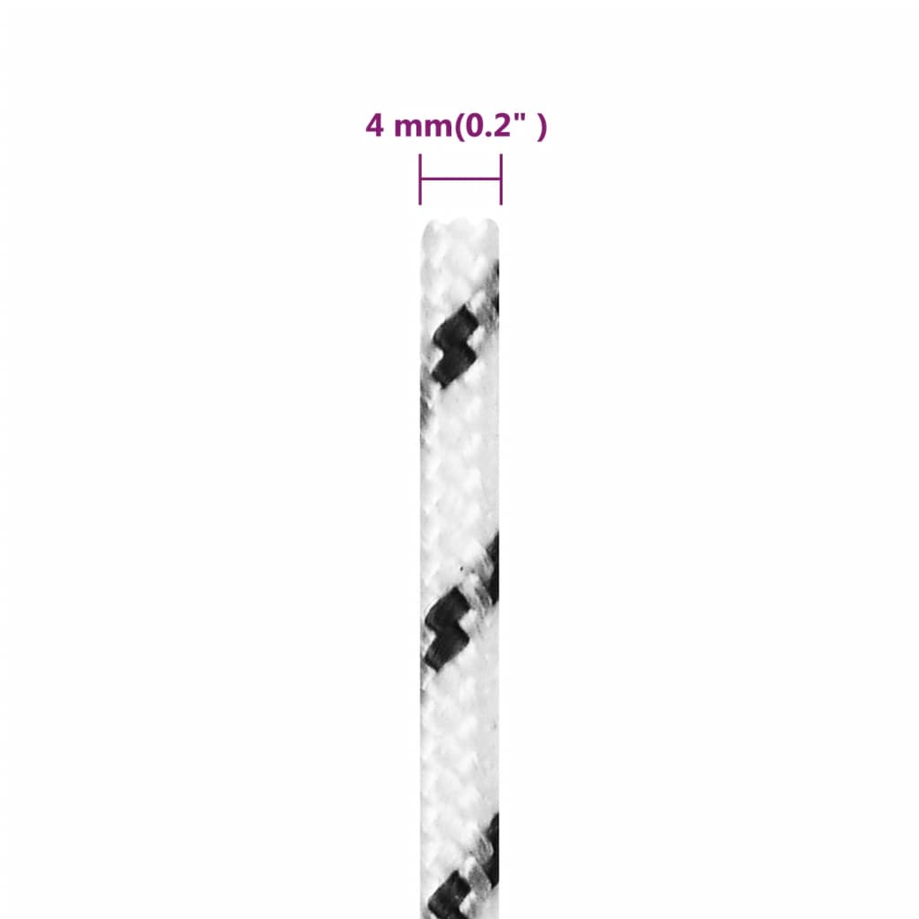 vidaXL Pletena vrv za čoln bela 4 mm x 25 m poliester