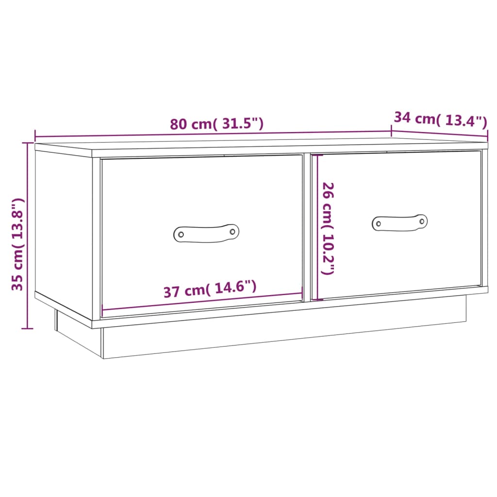 vidaXL TV omarica 80x34x35 cm trdna borovina