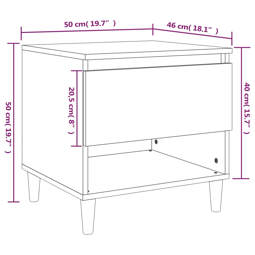 vidaXL Nočna omarica 2 kosa bela 50x46x50 cm inženirski les