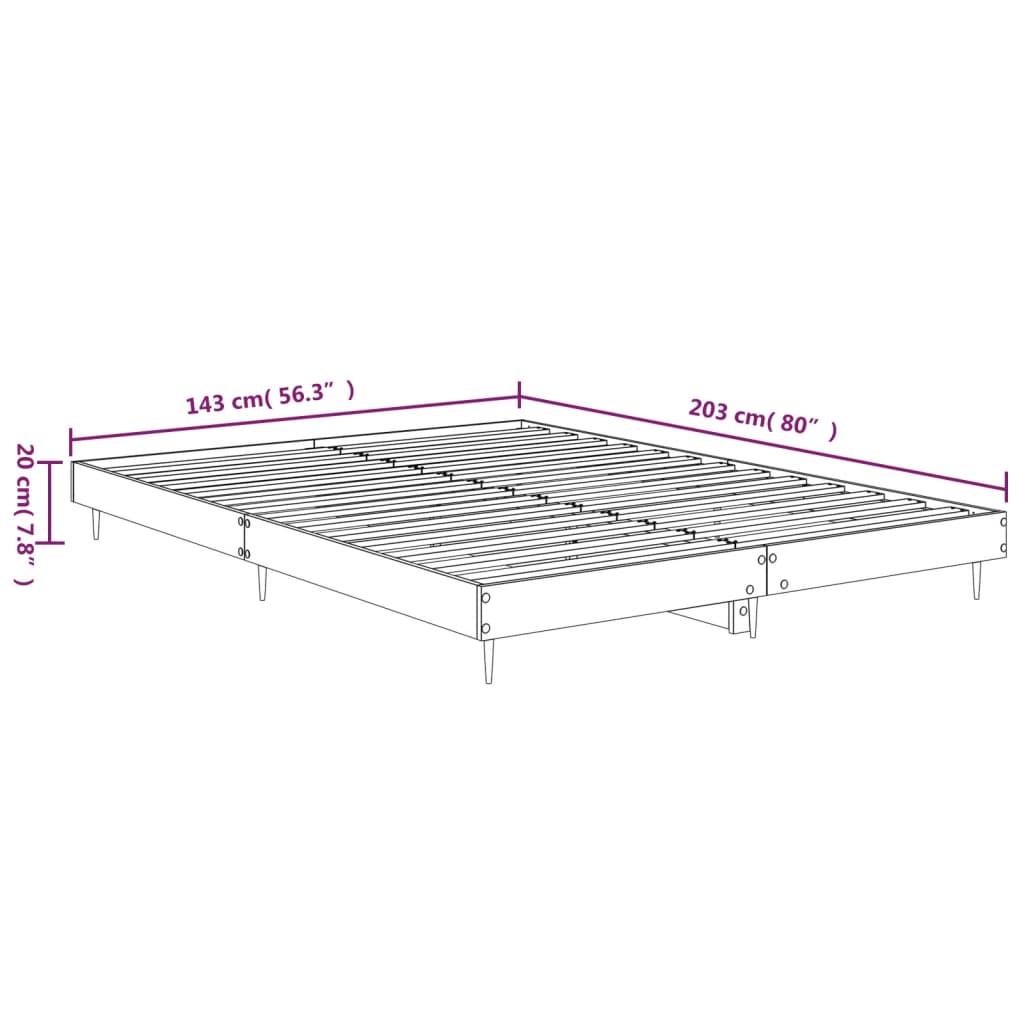 vidaXL Posteljni okvir rjav hrast 135x190 cm inženirski les