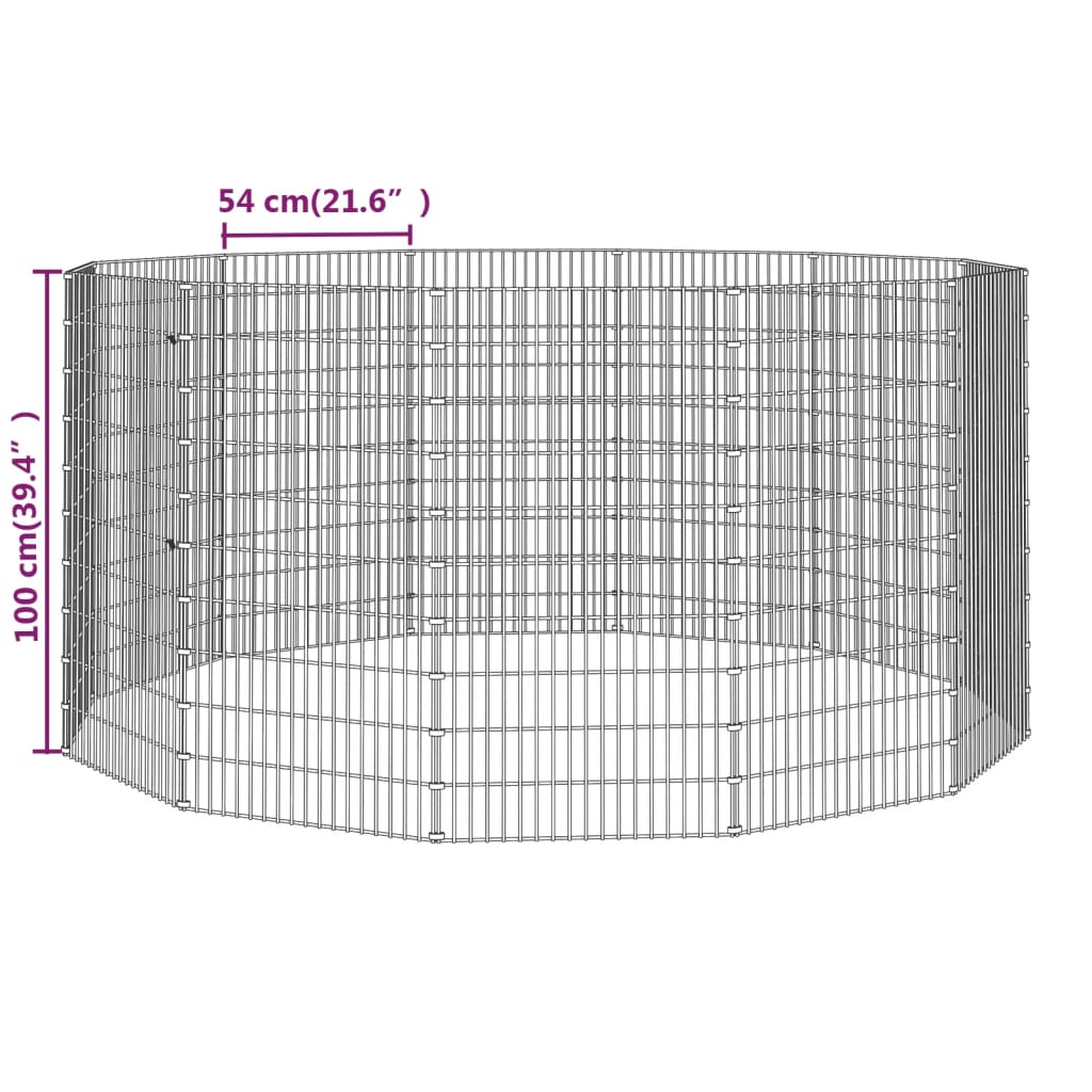 vidaXL Ograda za živali na prostem z 12 paneli 54x100 cm železo