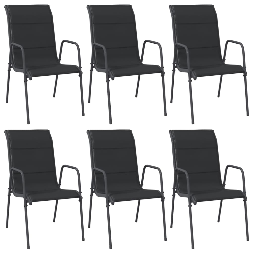 vidaXL Vrtni stoli 6 kosov jeklo in tekstil črne barve