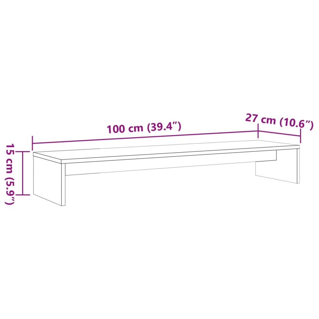 vidaXL Stojalo za zaslon voščeno rjavo 100x27x15 cm trdna borovina