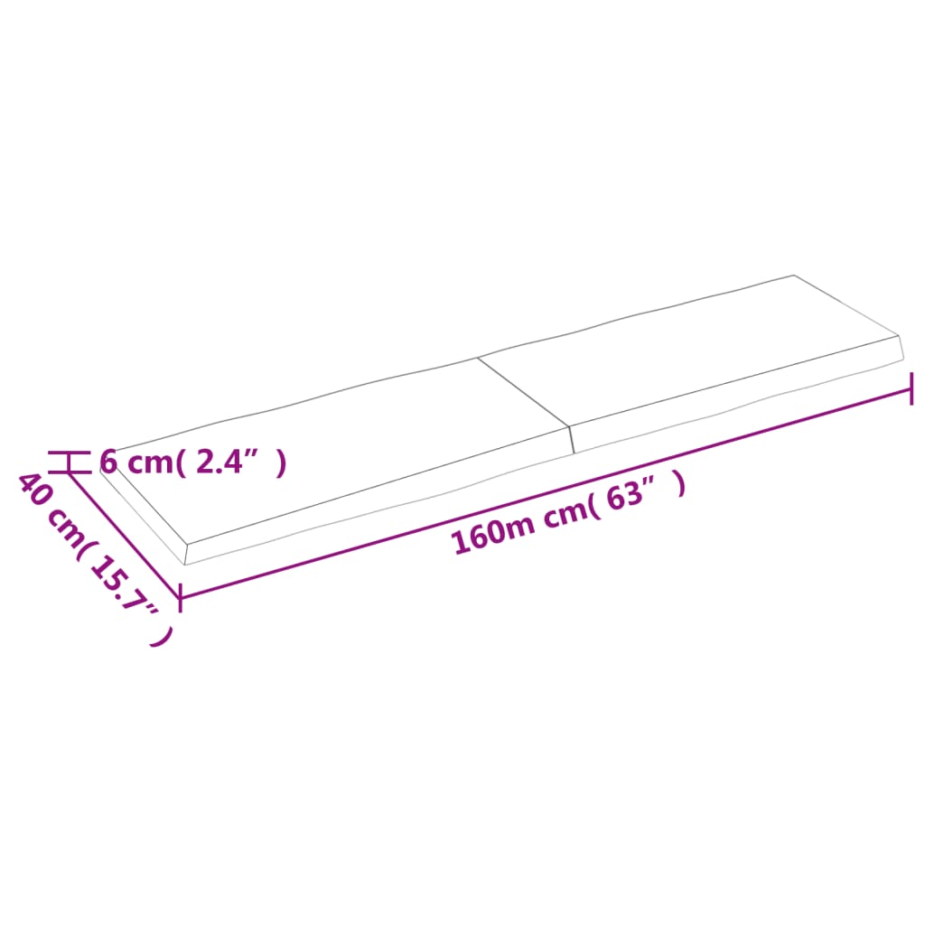 vidaXL Mizna plošča te. rjava 160x40x(2-6)cm obdelana trdna hrastovina