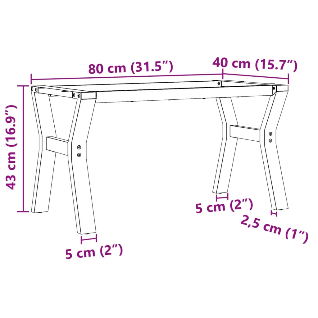 vidaXL Noge za klubsko mizico Y-okvir 80x40x43 cm lito železo