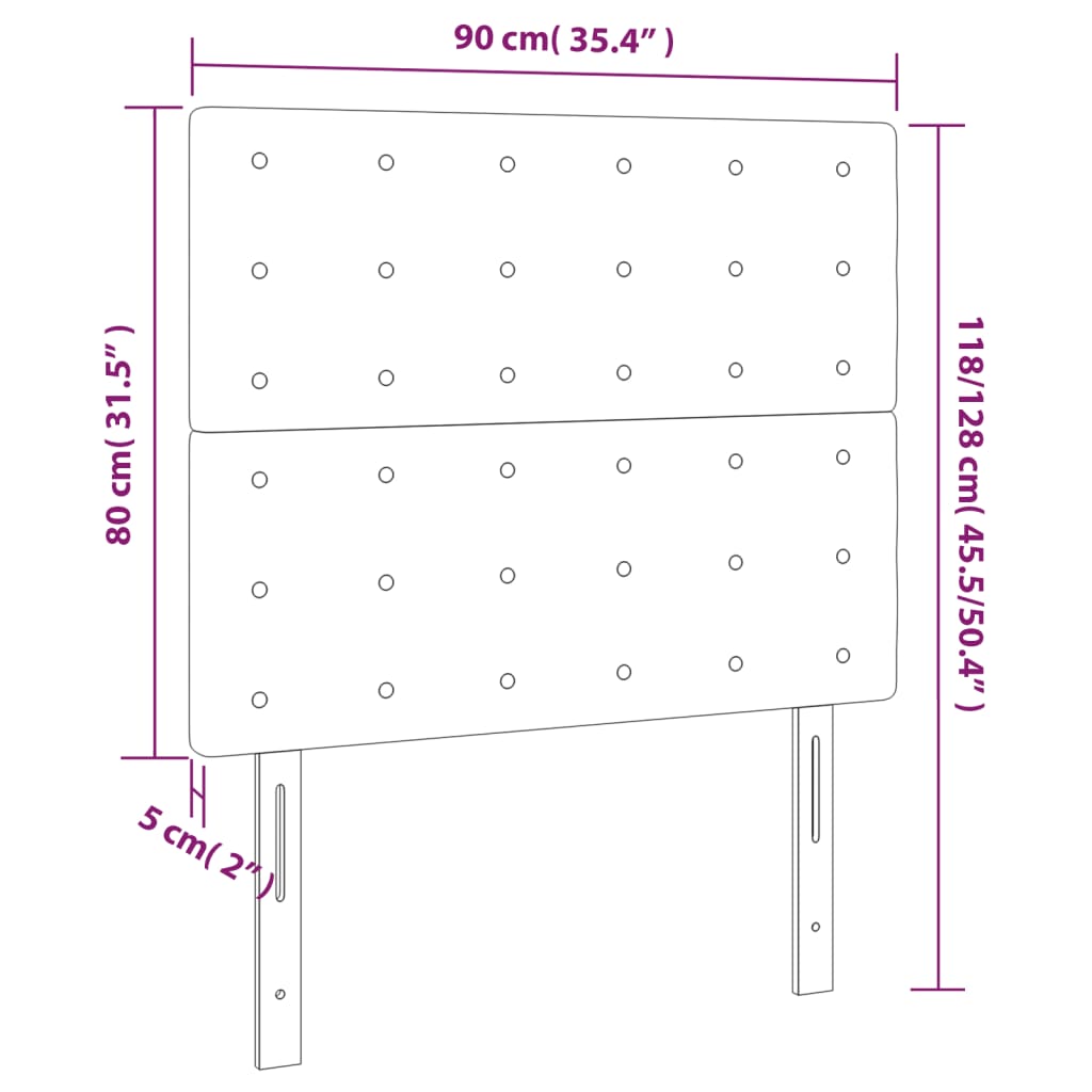 vidaXL LED posteljno vzglavje črno 90x5x118/128 cm žamet