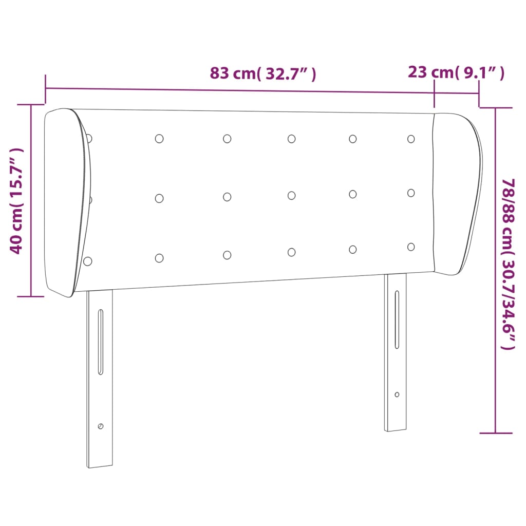 vidaXL Vzglavje z ušesi krem 83x23x78/88 cm blago