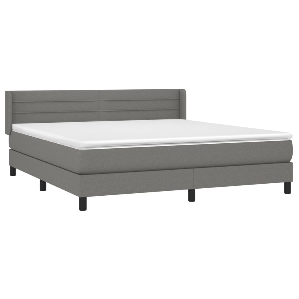 vidaXL Box spring postelja z vzmetnico temno siva 160x200 cm blago